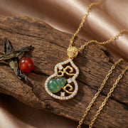 Auspicious Jade Gourd Prosperity Necklace – jade necklace, close-up