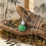 Jade Teardrop Sparkling stone Necklace – jade necklace, front view