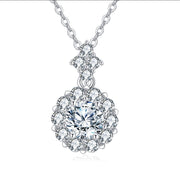 Round Sparkling stone Halo Necklace – sparkling stone necklace
