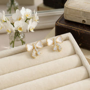 Bowknot Studs with Opal Hearts – opal earrings, side detail
