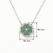 Green Jade Clover Pendant Necklace – jade necklace, side detail