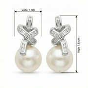 Pearl Crisscross Knot Drop Earrings – pearl earrings, front view