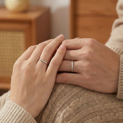 Twisted Wave Couple Rings Set – sterling silver ring, front view