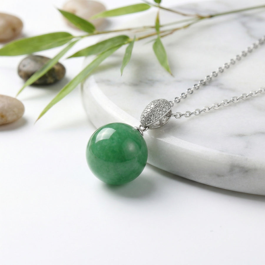 Jade Sphere Necklace, CZ Bail – jade necklace