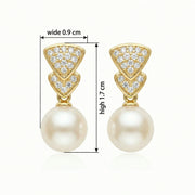 Fan-Shaped Pearl Drop Earrings – pearl earrings, close-up