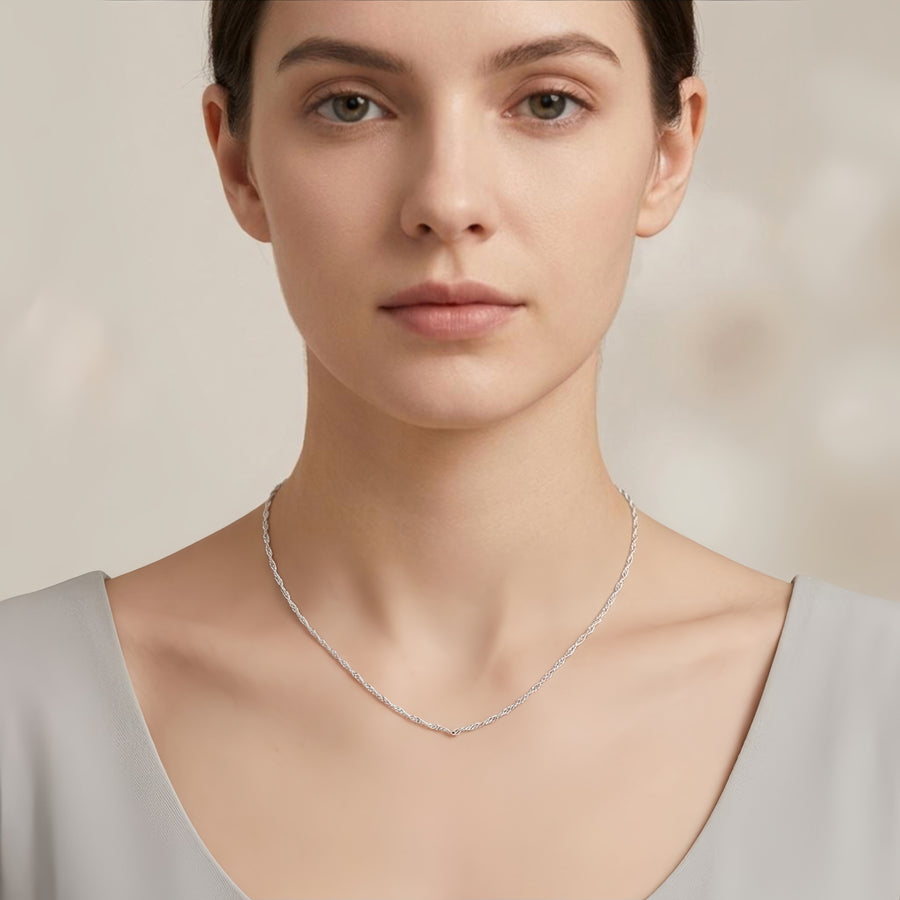Twisted Rope Chain Necklace – sterling silver necklace, side detail