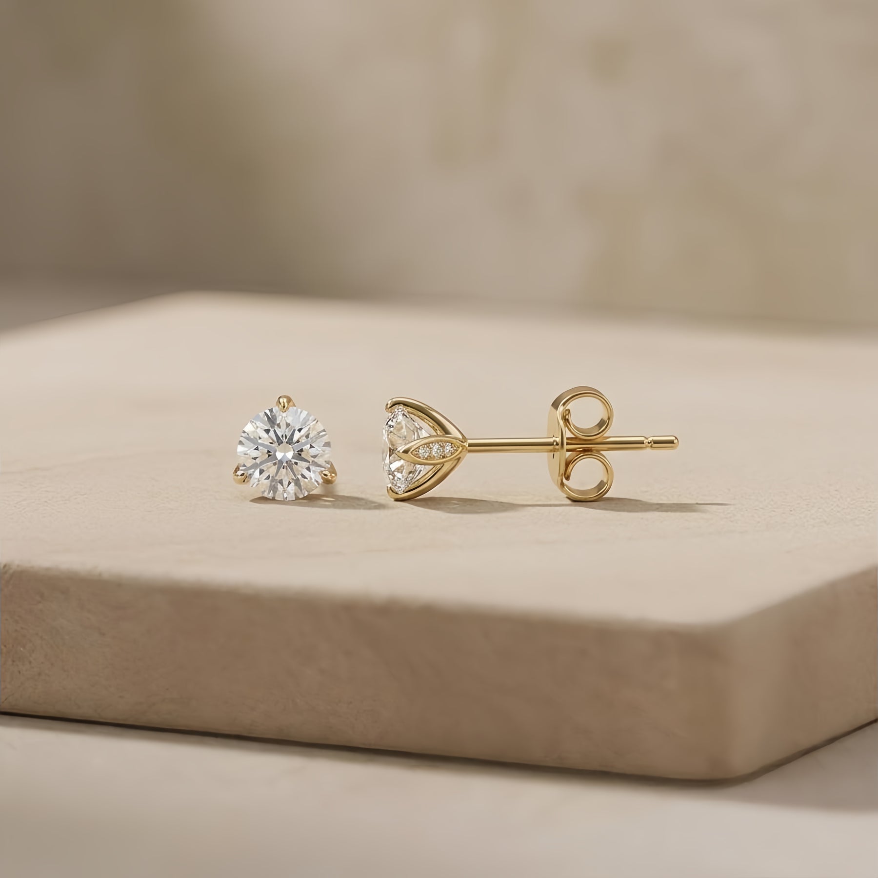 Gold-Tone Round Stud Earrings – sterling silver earrings, close-up