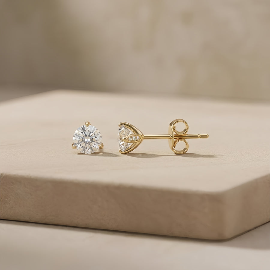 Gold-Tone Round Stud Earrings – sterling silver earrings, close-up