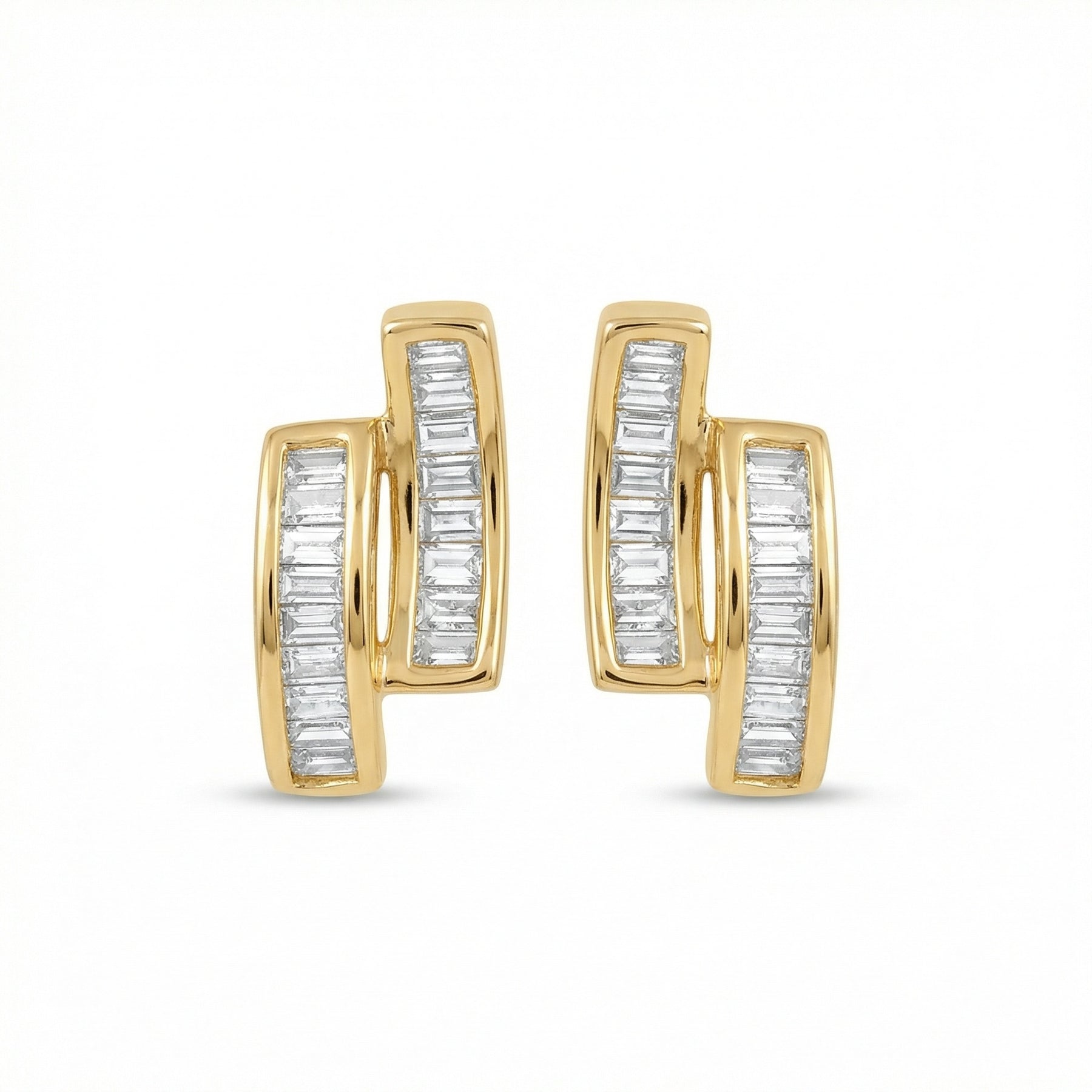 Parallel Bar Baguette Stud Earrings – sterling silver earrings, side detail