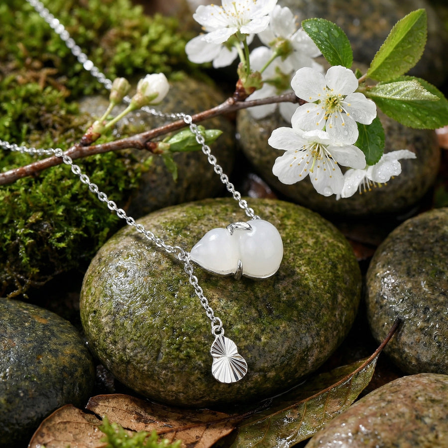 Gourd Pendant Lariat Necklace – sterling silver necklace