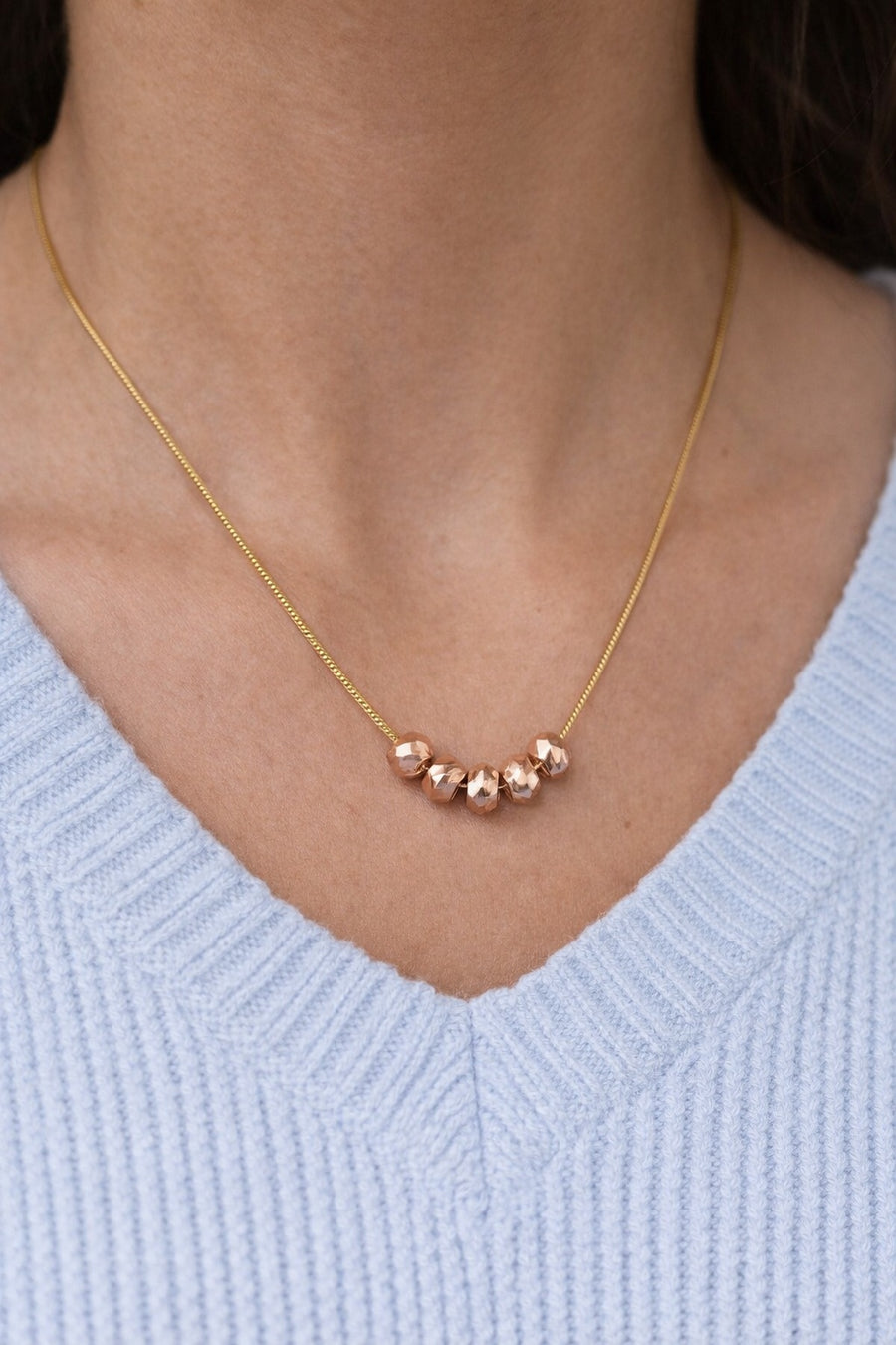 Stainless Steel Beaded Necklace – stainless steel necklace, front view