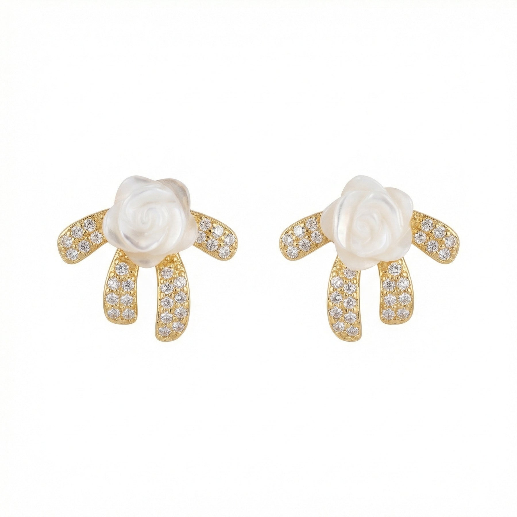 Mother-of-Pearl Rose Bow Studs – mother-of-pearl earrings