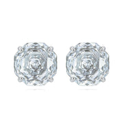 Round Brilliant Four-Prong Stud Earrings – sterling silver earrings, front view