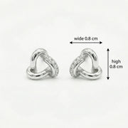 Polished Silver Knot Stud Earrings – sterling silver earrings, close-up