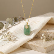 Rectangular Green Jade Tablet Necklace – jade necklace, side detail