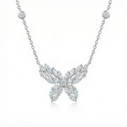 Marquise Butterfly Station Necklace – sterling silver necklace, close-up