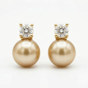 Champagne Pearl Stud Earrings – pearl earrings, side detail
