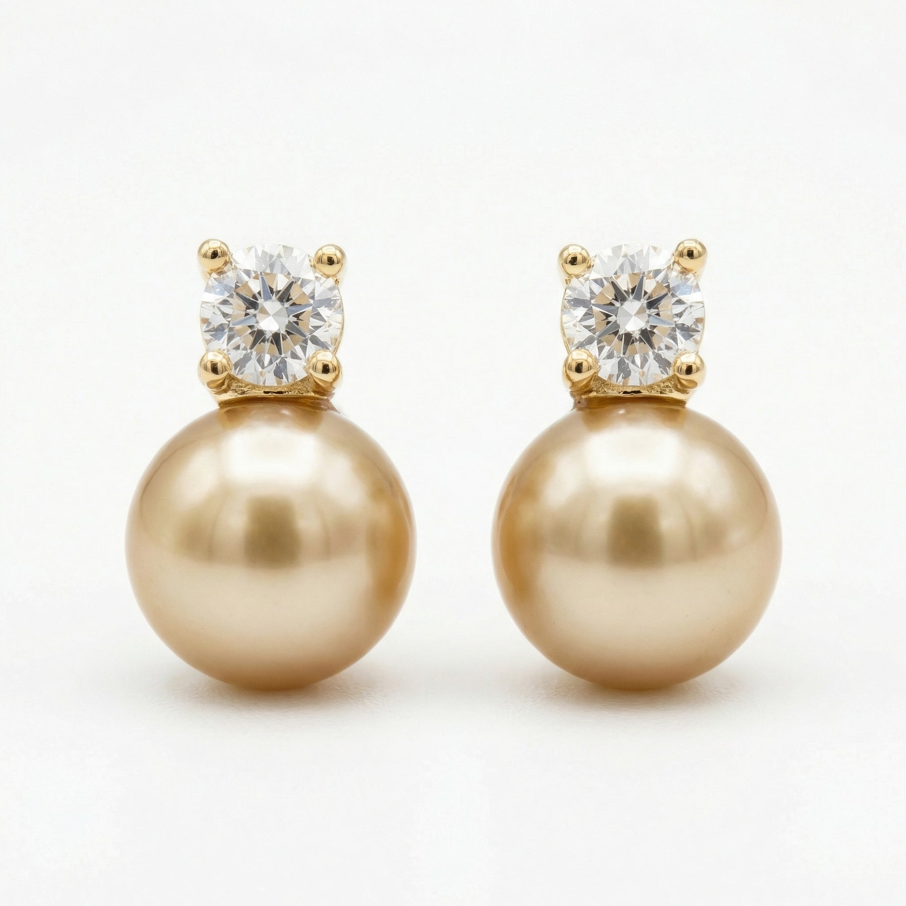 Champagne Pearl Stud Earrings – pearl earrings, side detail