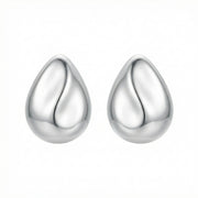 Teardrop Studs with Sculptural Wave – sterling silver earrings, side detail