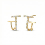 Double-T Geometric Wrap Earrings – sterling silver earrings, side detail