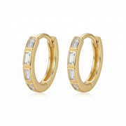 Baguette Inlay Huggie Hoop Earrings – sterling silver earrings, side detail