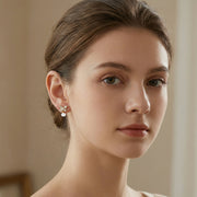 Crystal Butterfly and Pearl Drop Earrings – pearl earrings, side detail