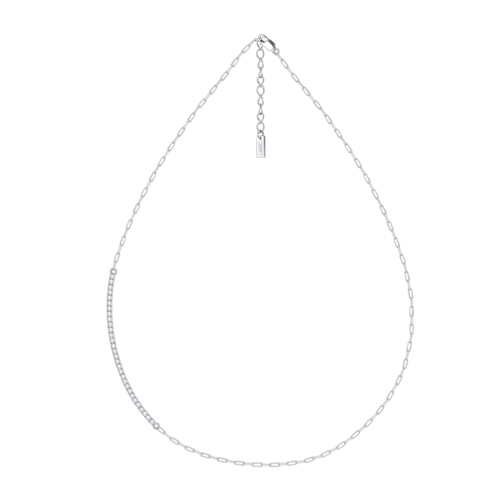 Minimalist Chain Necklace with Charm – sterling silver necklace, close-up