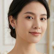 Wulu Gourd Green Gemstone Studs – sterling silver earrings, side detail