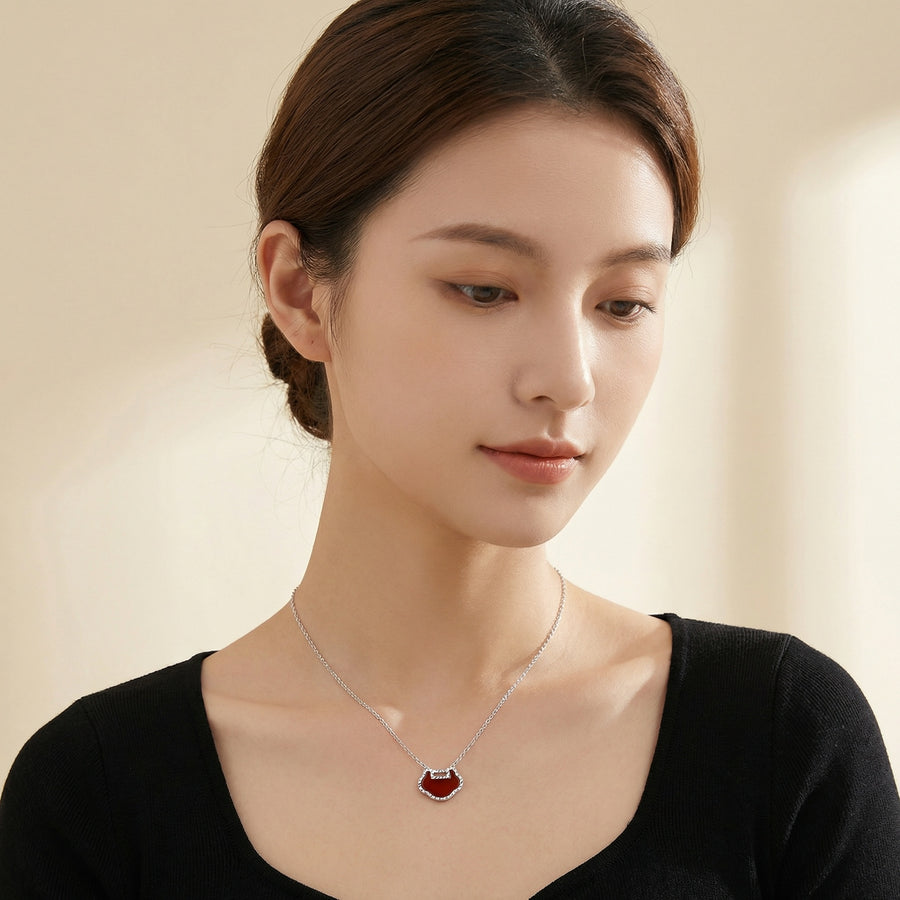 Red Carnelian Longevity Lock Necklace – carnelian necklace