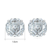 Round Brilliant Four-Prong Stud Earrings – sterling silver earrings, close-up