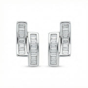Dual Bar Baguette Stud Earrings – sterling silver earrings, front view