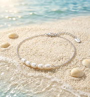 Pearl Ankle Bracelet – pearl bracelet, side detail