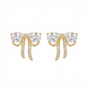 Pear-Cut Bow Stud Earrings – sterling silver earrings, side detail