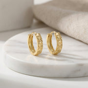 Faceted Pyramid Huggie Hoop Earrings – sterling silver earrings
