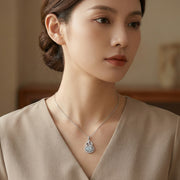 Jade Gourd Rose Pendant Necklace – jade necklace, side detail