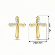 Sparkling stone Accent Cross Stud Earrings – sterling silver earrings, front view