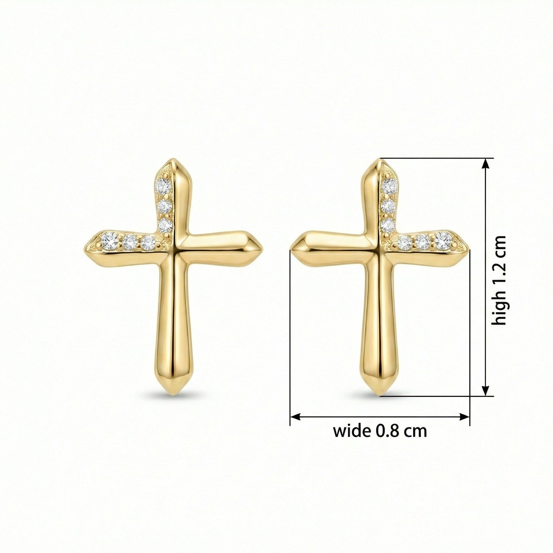 Sparkling stone Accent Cross Stud Earrings – sterling silver earrings, front view