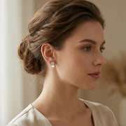 Flower Studs with Heart-Shaped Petals – pearl earrings