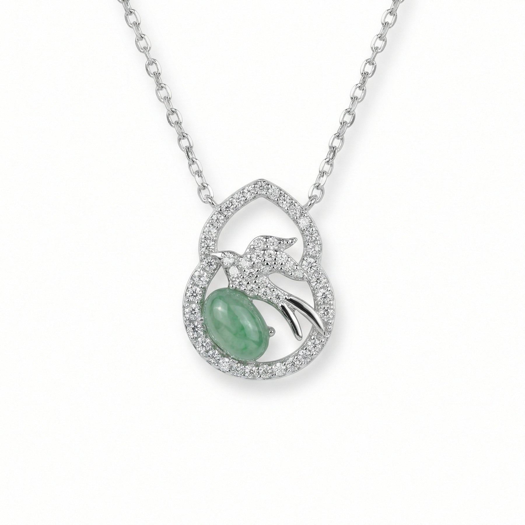 Jadeite Gourd Necklace with Bird Motif – jade necklace