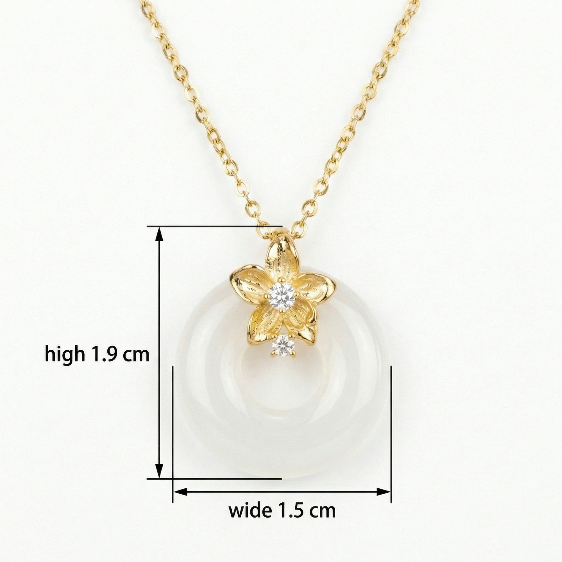 Floral Blossom Circle Pendant Necklace – sterling silver necklace, side detail