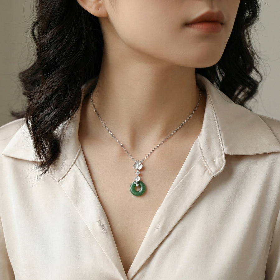 Green Jade Donut Flower Necklace – jade necklace