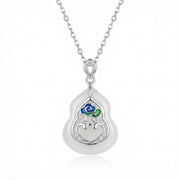 Gourd Pendant Necklace, Jade and Enamel – jade necklace, close-up