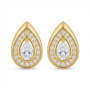 Pear-Cut Halo Teardrop Studs II – sterling silver earrings, close-up