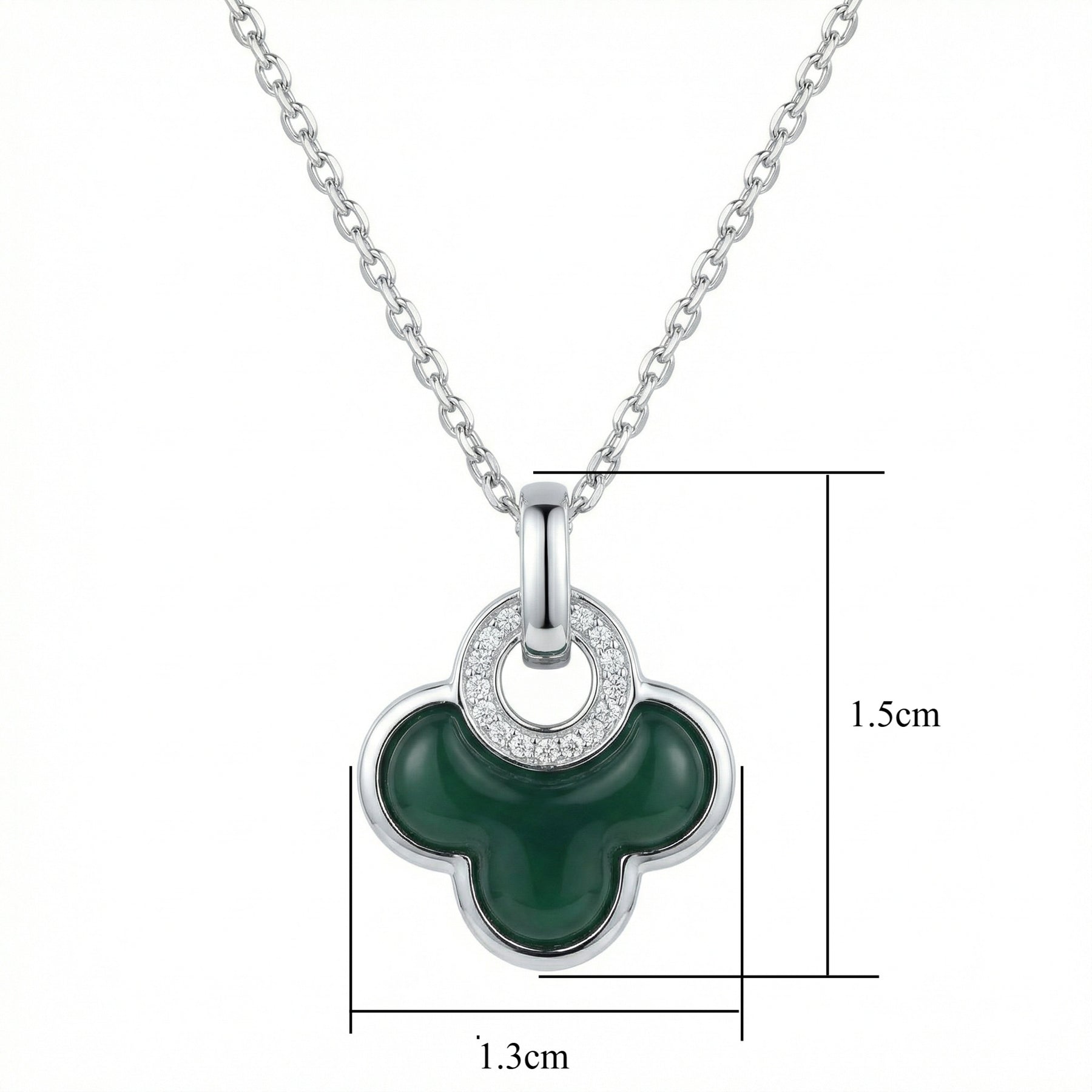 Malachite Clover Pendant Necklace – sterling silver necklace