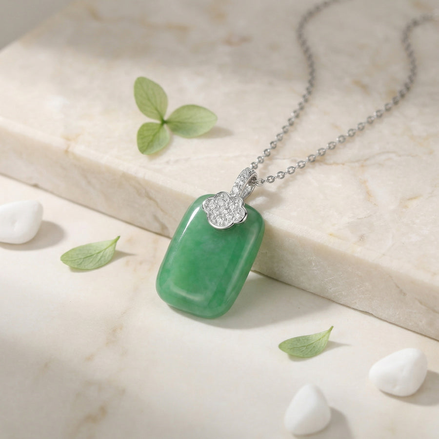 Jade Cloud Shape Pendant Necklace – jade necklace, front view