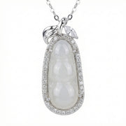 White Jadeite Pea Pod Pendant Necklace – jade necklace
