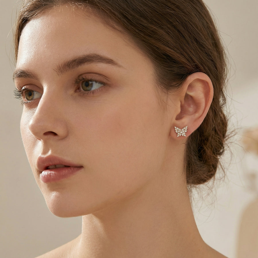 Butterfly Studs with Marquise Wings – sterling silver earrings