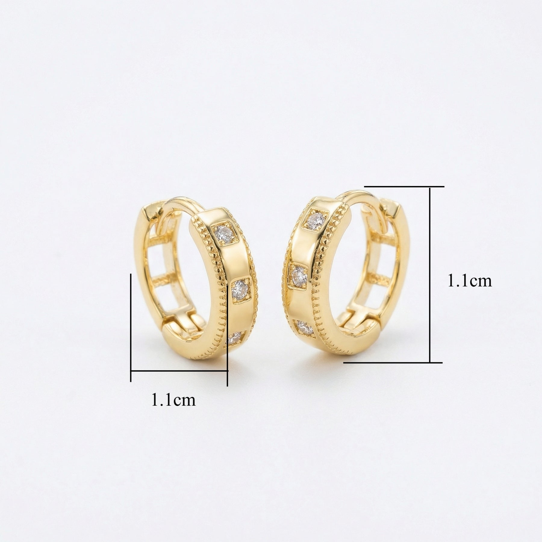 Milgrain Detail Huggie Hoop Earrings – sterling silver earrings, side detail