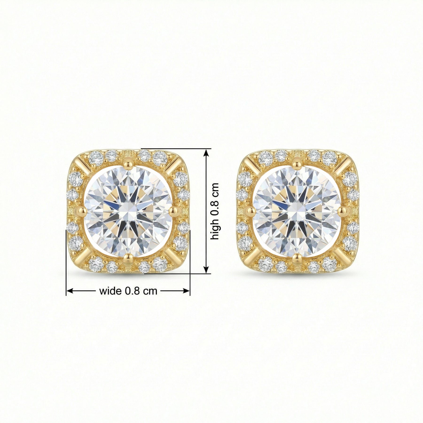 Cushion Halo Round Stud Earrings – sterling silver earrings, side detail