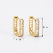 Baguette Huggie Hoop Earrings – sterling silver earrings, close-up